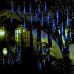 EEIEER Météore Pluie Guirlandes Lumineuse, 8 Tubes 30CM 192 LED Eclairage Météore Douche Lumière Etanche LED Pour Mariage Maison Arbre Jardin de Noël Parti ( Bleu)