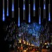 EEIEER Météore Pluie Guirlandes Lumineuse, 8 Tubes 30CM 192 LED Eclairage Météore Douche Lumière Etanche LED Pour Mariage Maison Arbre Jardin de Noël Parti ( Bleu)