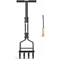 EEIEER Lawn Aerator Coring Manual Tool, Upgarded Plug Core Aerators & Clean Tool, Yard Aeration Tools with 4 Hollow Slots for Lawns Garden & Compacted Soils, 37.6''